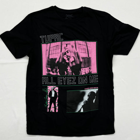 Tupac - Pink Squares Black Shirt