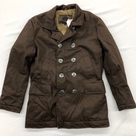 Hemp Hoodlamb Jacket- Men's Long P-Coat Brown