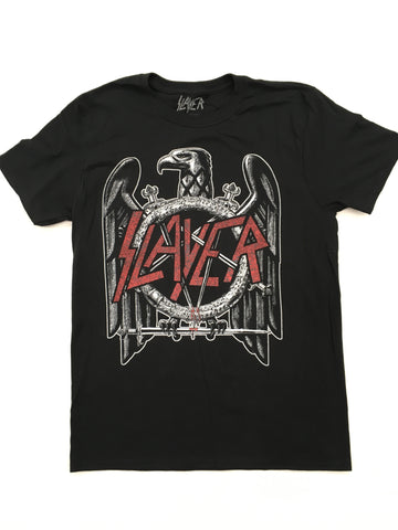 Slayer - Regular Grey Eagle And Iron Cross Red Name Shirt