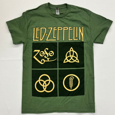 Led Zeppelin - Square Symbols Green Shirt