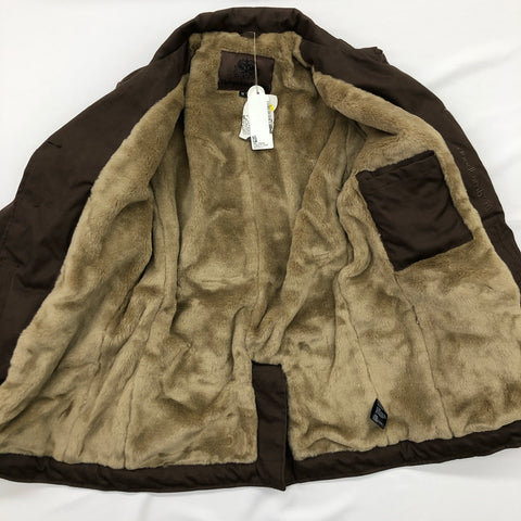 Hemp Hoodlamb Jacket- Men's Long P-Coat Brown