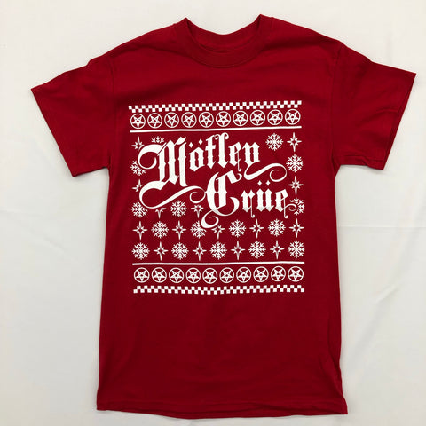 Motley Crue - Christmas Snowflakes Red Shirt