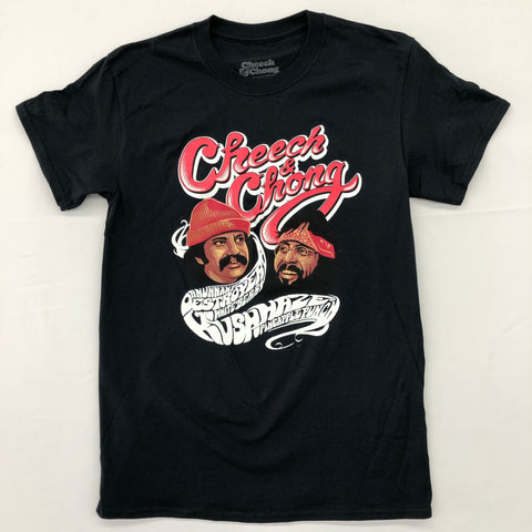 Cheech & Chong - Trippy Text & Logo Faces Shirt