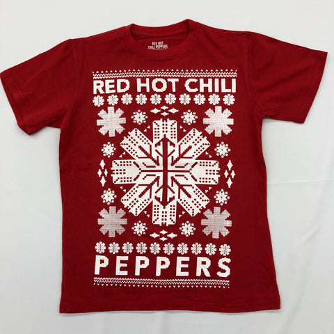 Red Hot Chili Peppers- Christmas Snowflakes Red Shirt