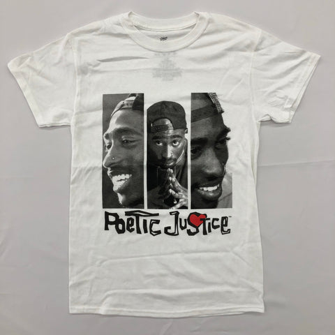 Tupac - Poetic Justice Face Panels White Shirt