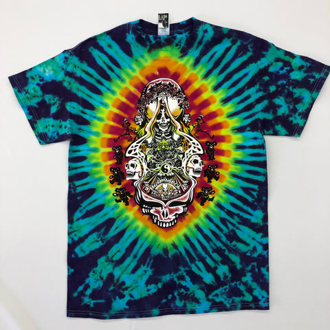 Tie Dye T-Shirt w/ Artwork: Double Skulls