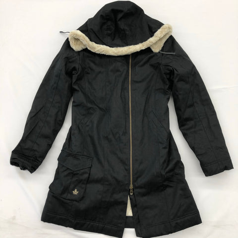 Hemp Hoodlamb Jacket- Ladies Long Coat Black