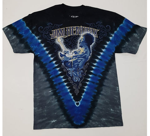 Hendrix, Jimi - Playing Guitar Blue V Liquid Blue Shirt