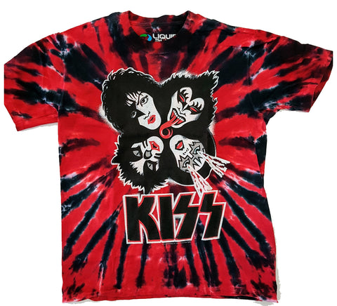 Kiss - Red & Black Tie Dye Liquid Blue Shirt