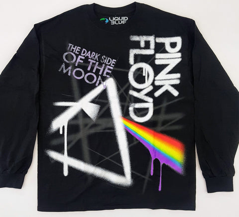 Pink Floyd - Graffiti Dark Side Long Sleeve Liquid Blue Shirt