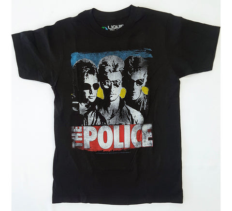 Police, The - Band Members Black Liquid Blue Shirt