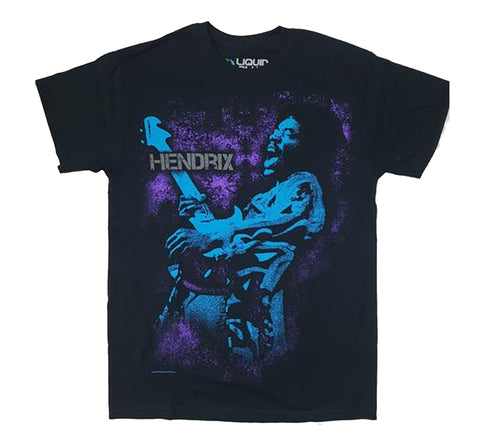 Hendrix, Jimi - Blue Jimi with Purple Background Liquid Blue Shirt